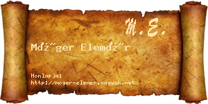 Móger Elemér névjegykártya